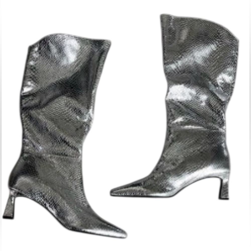 NWOT STEVE MADDEN Woman’s NEWLYN Silver Knee High Boot, 6M - Picture 4 of 13